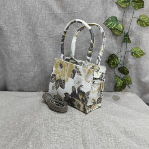 Yellow Grey Rose Tiny Tote Bags