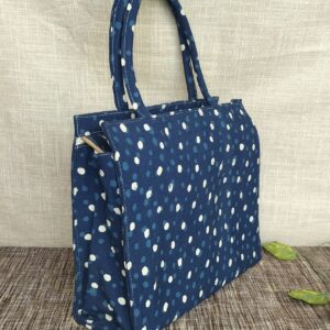 Blue Polka Dots Large Tote Bag